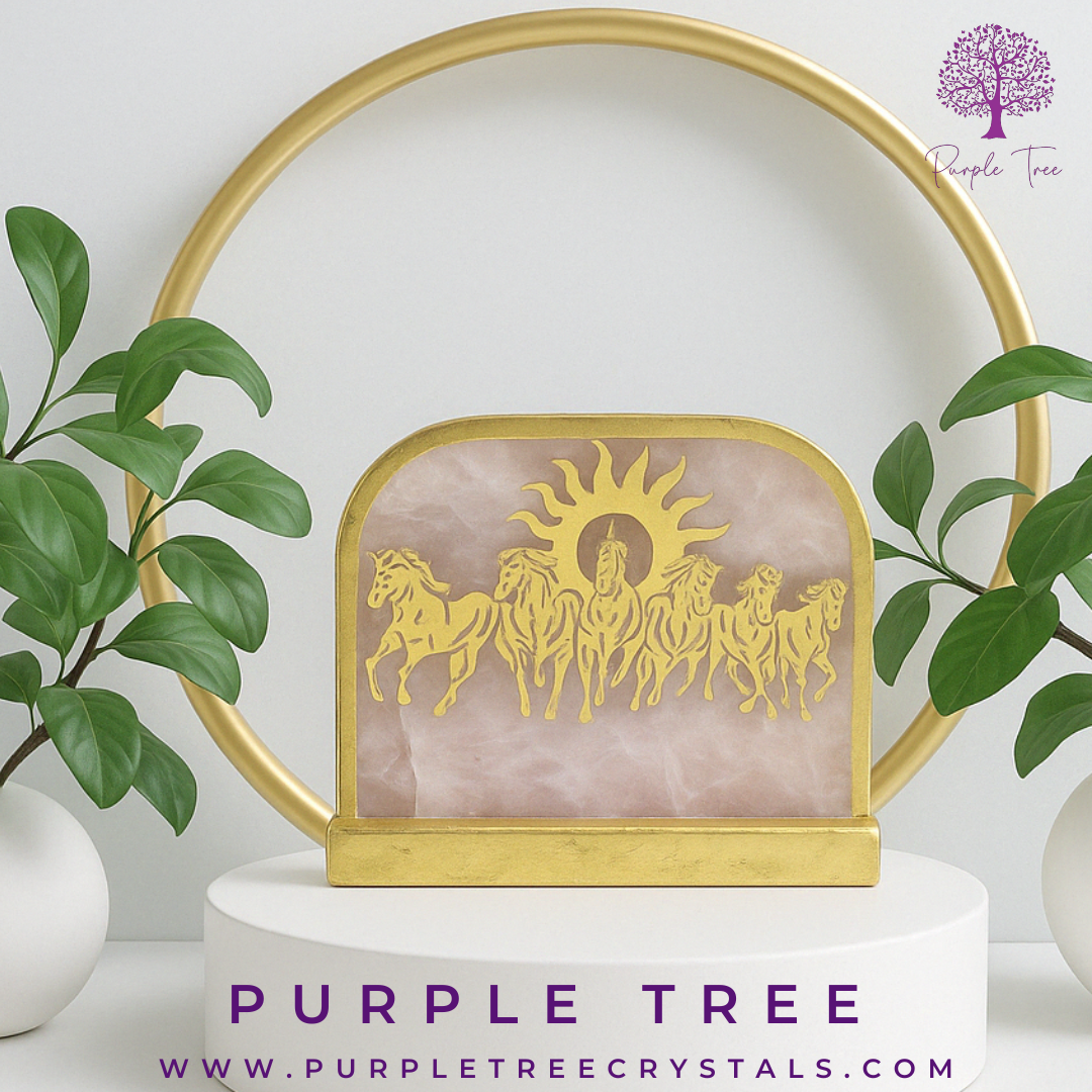 7 Horses Rose Quartz Crystal Frame (Table Top)