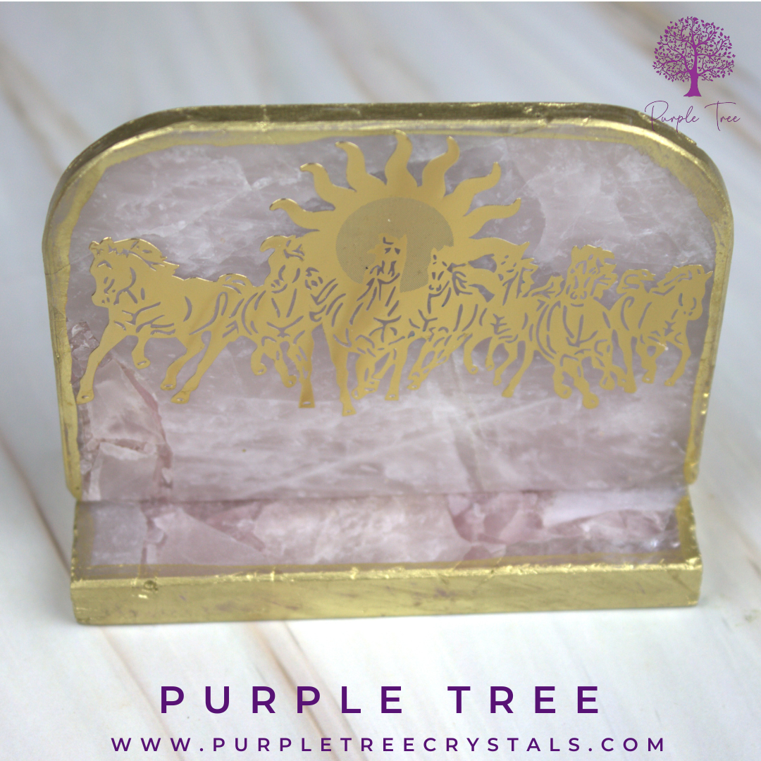 7 Horses Rose Quartz Crystal Frame (Table Top)