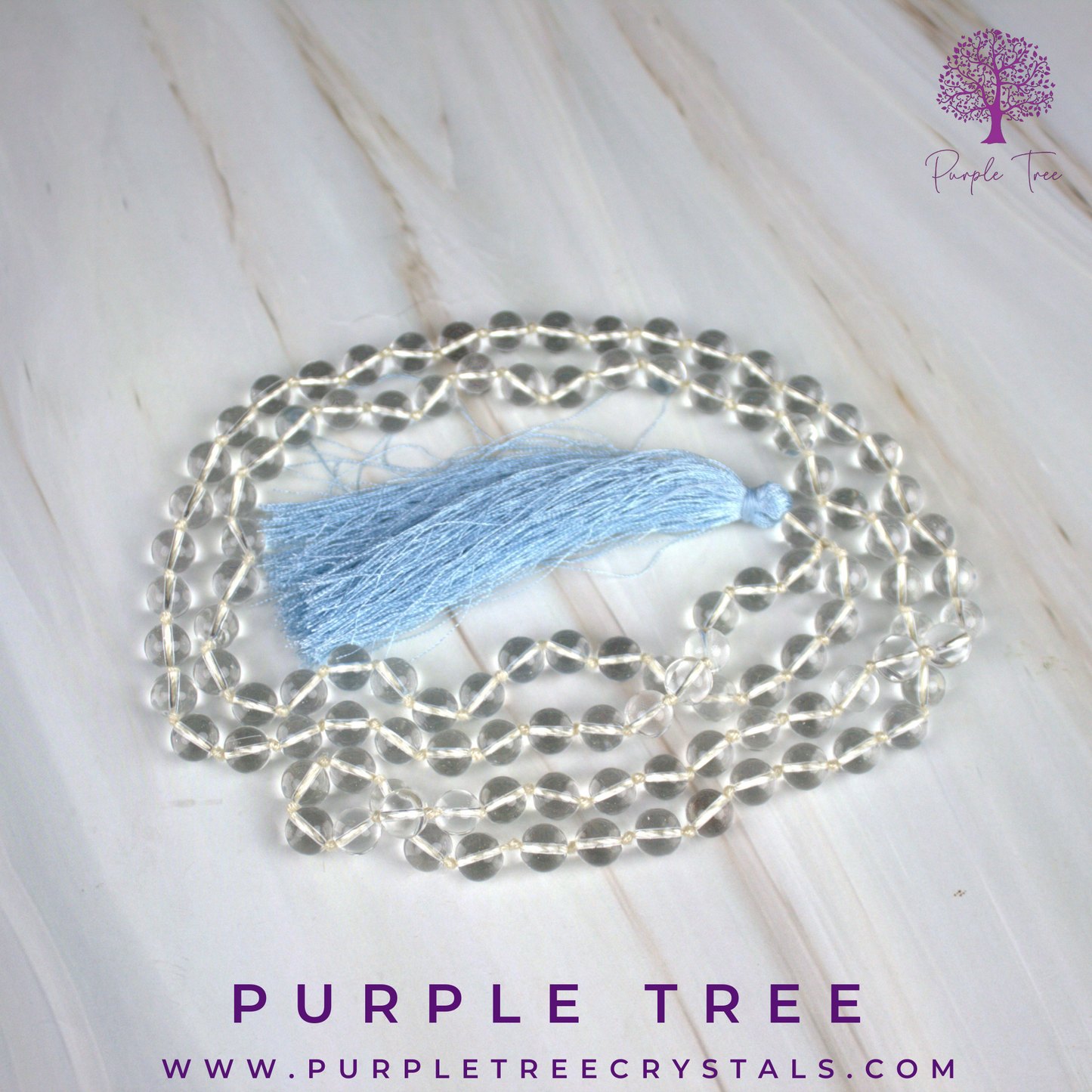 108 Beads, Clear Quartz (Sphatik) - Jap Mala