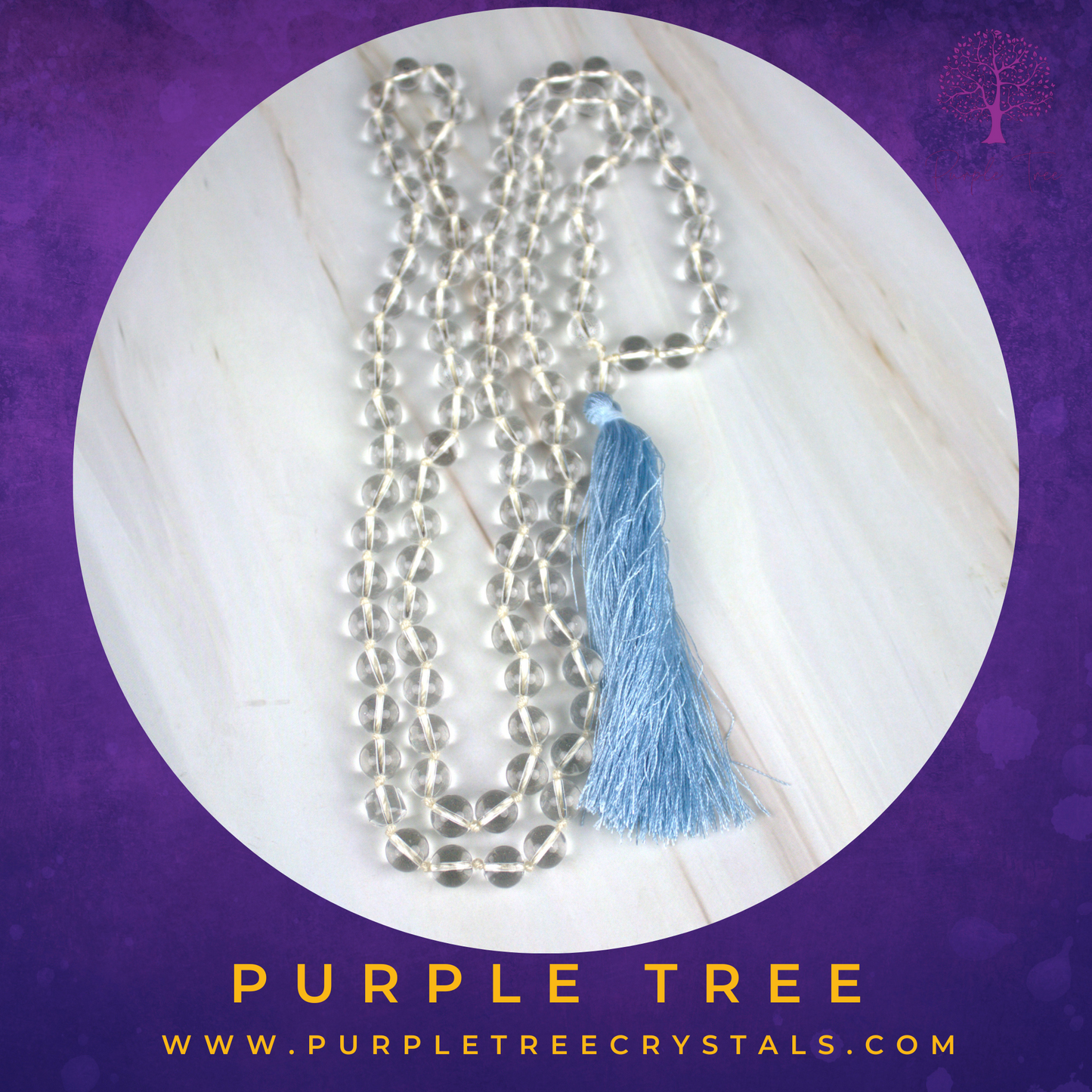 108 Beads, Clear Quartz (Sphatik) - Jap Mala