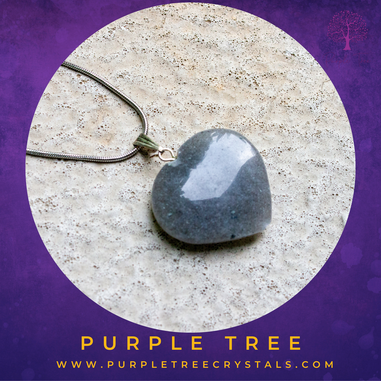 Grey Aventurine Heart Shaped Pendant