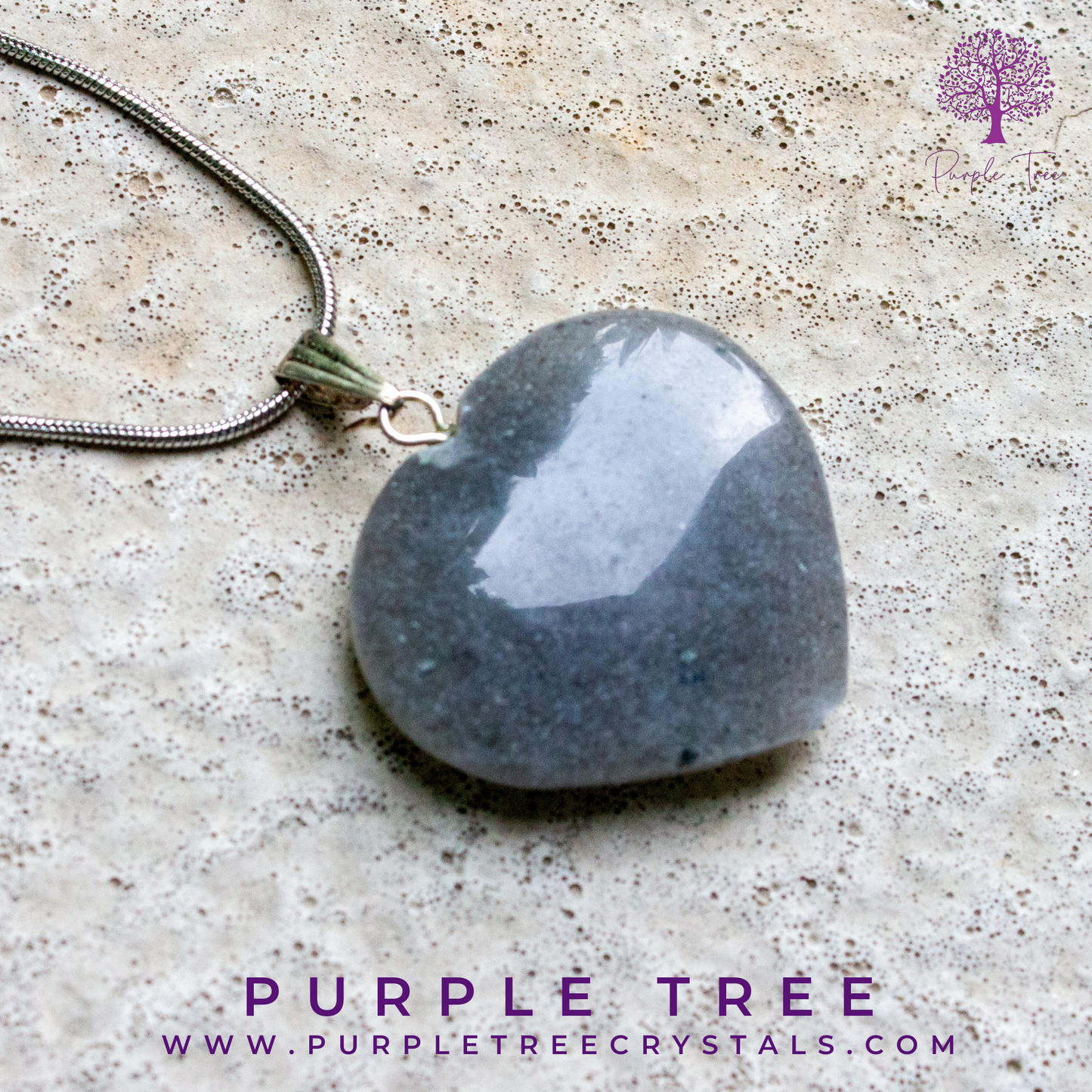 Grey Aventurine Heart Shaped Pendant
