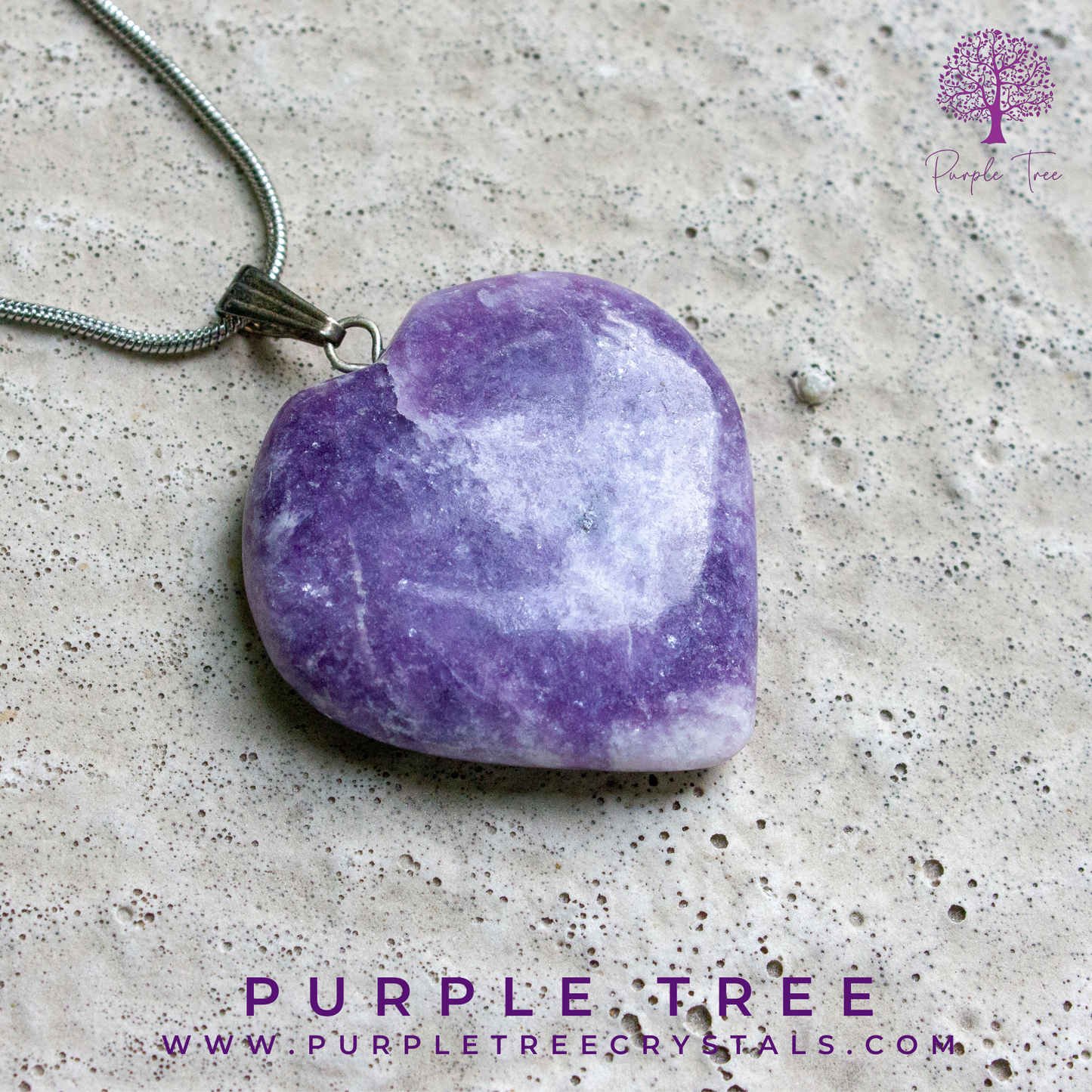 Lepidolite Heart Shaped Pendant