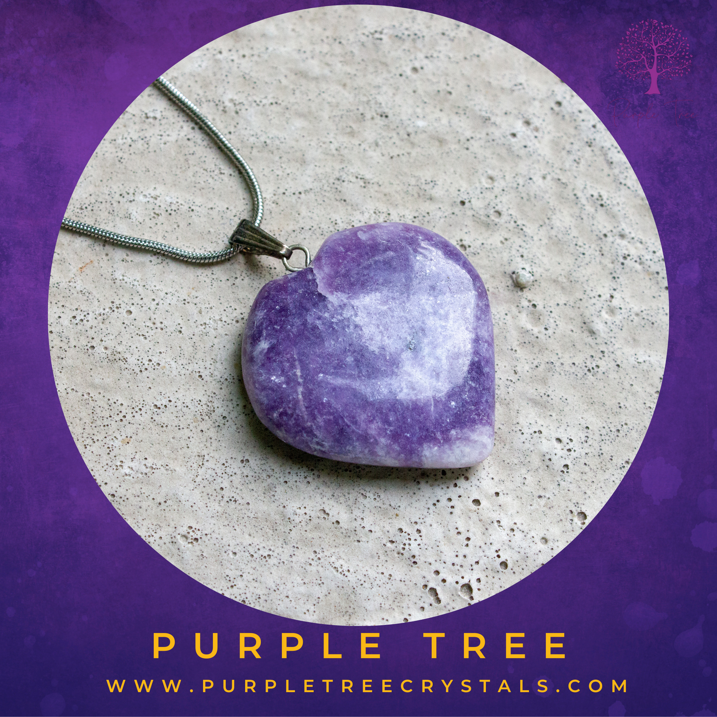 Lepidolite Heart Shaped Pendant