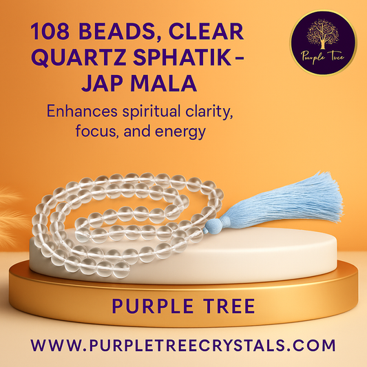 108 Beads, Clear Quartz (Sphatik) - Jap Mala