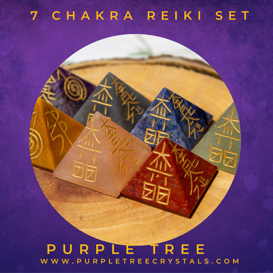 7 Chakra Pyramid Set with Reiki Symbols