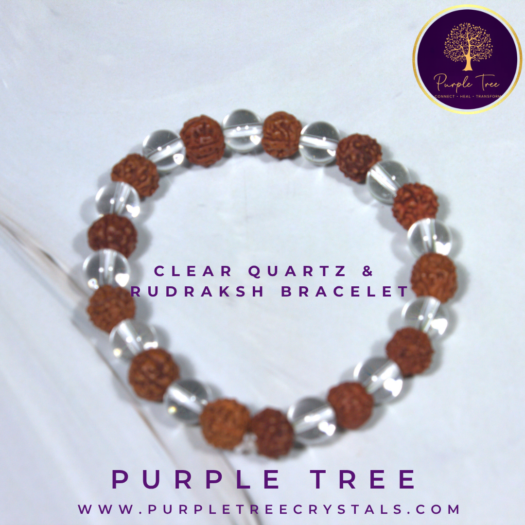 Clear Quartz & Rudraksha - The Sacred Energy Bracelet