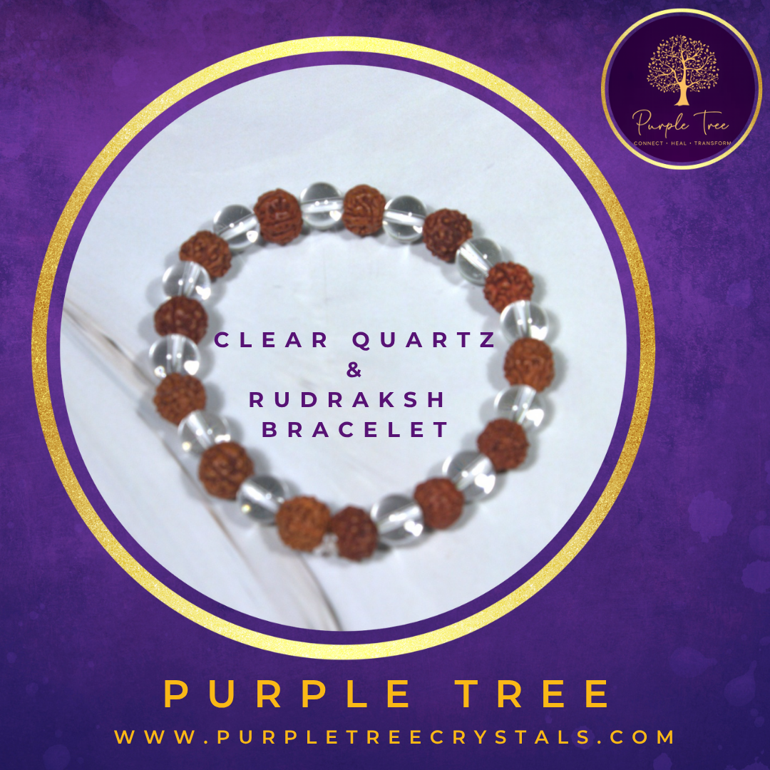 Clear Quartz & Rudraksha - The Sacred Energy Bracelet