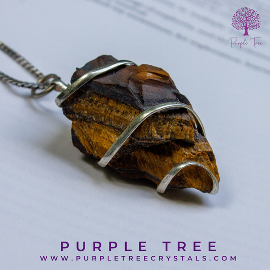 Tiger Eye Raw Wired Pendant