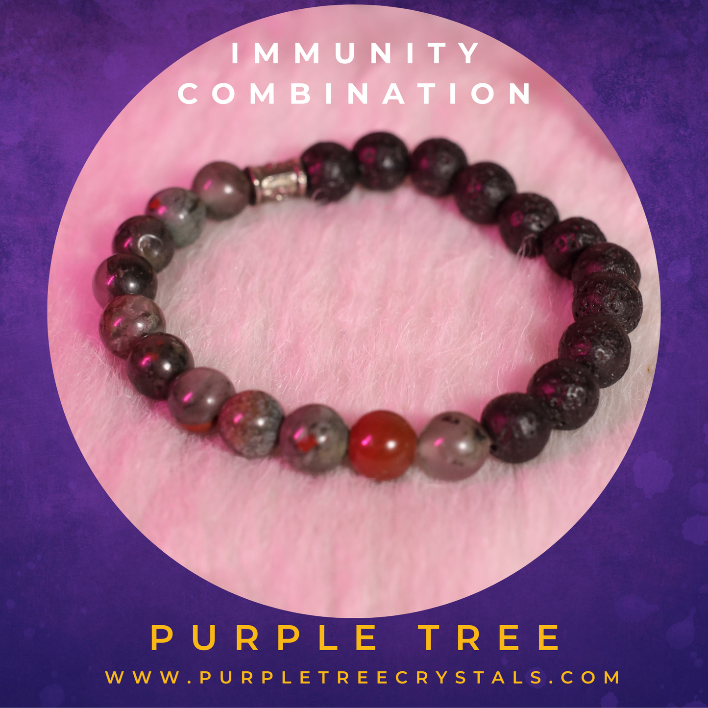 Immunity Bracelet: Lava Beads & Bloodstone (8MM)