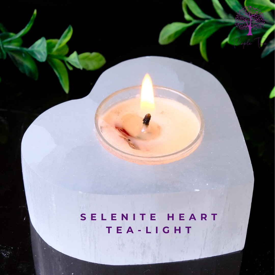 Selenite Heart Tea-Light